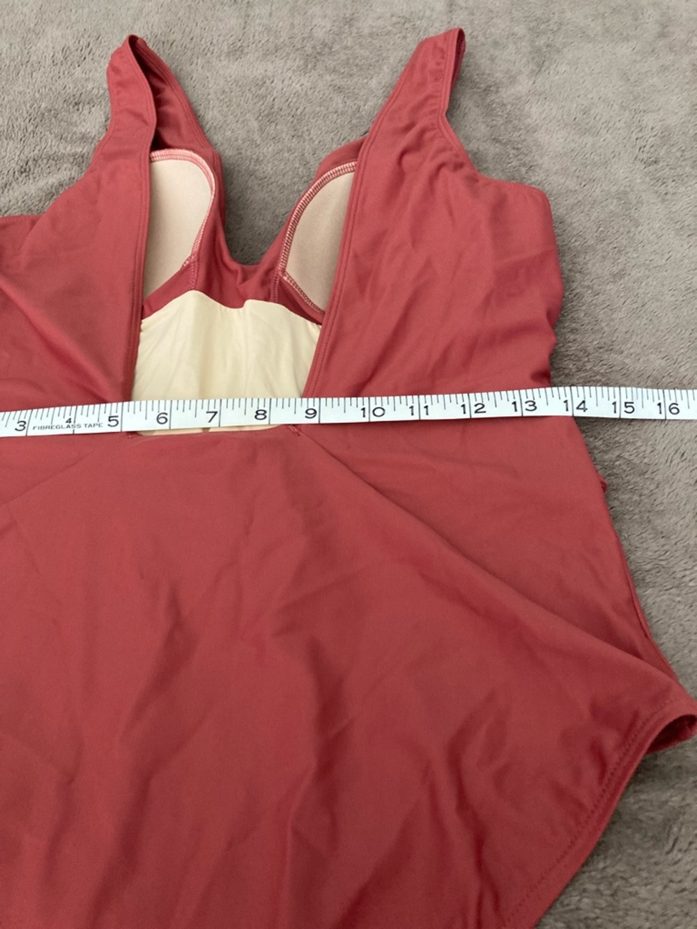 Womens One-Piece Swimsuit in Rust with Ring Detail - Picture 3 of 8